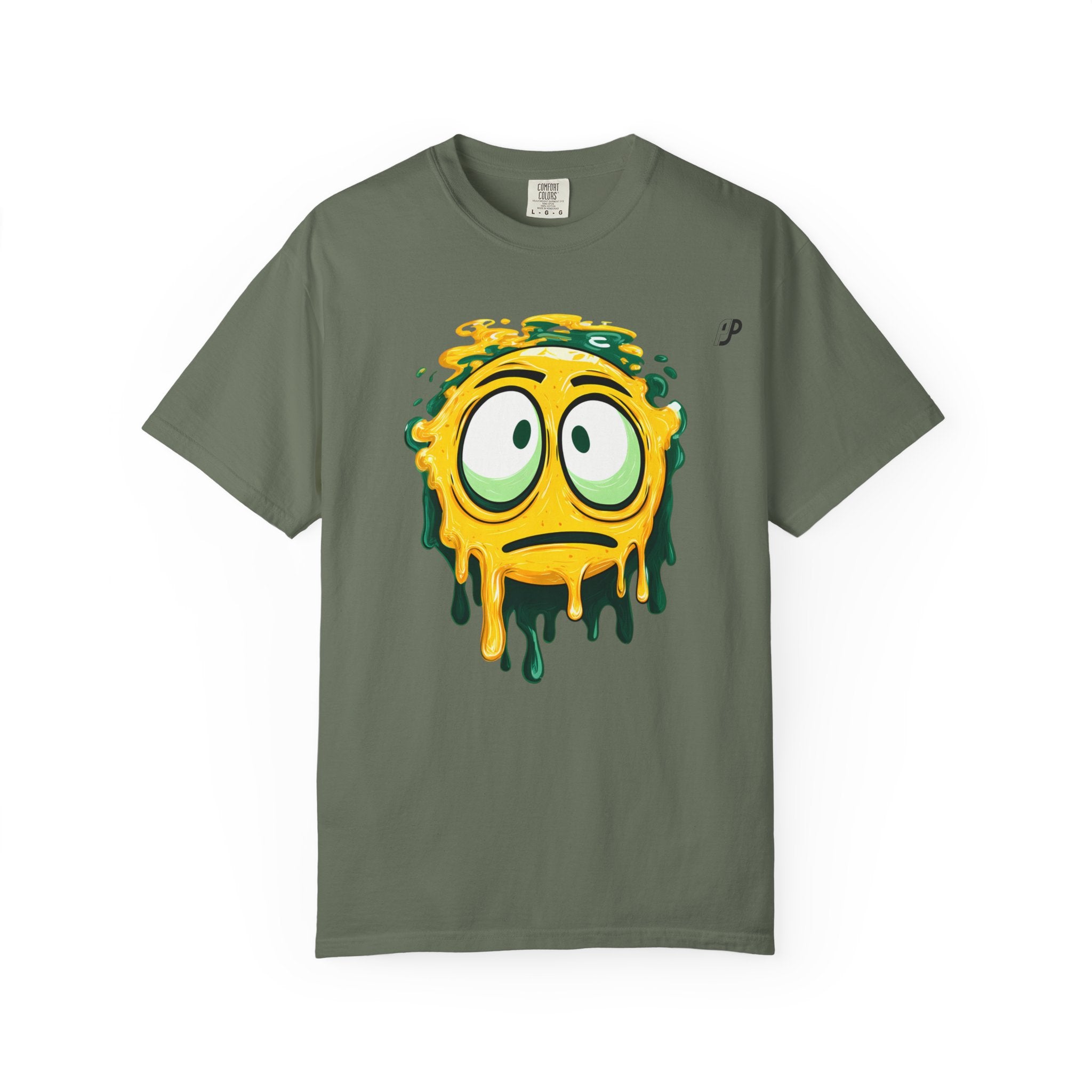 Melting Emoji Graphic Tee — Drippy Yellow Smiley T-Shirt