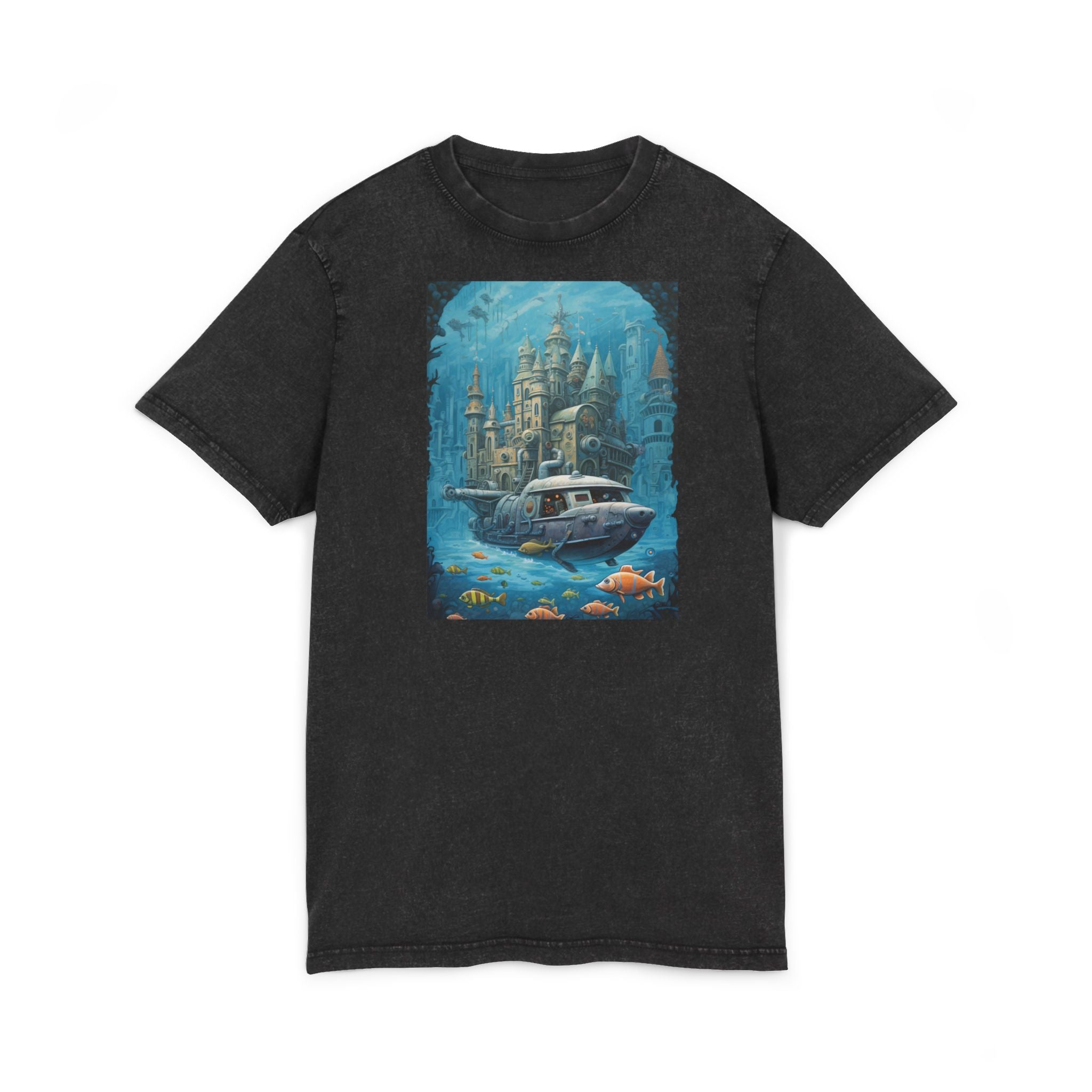 Underwater City Tee — Vintage Washed Submarine Graphic T‑Shirt
