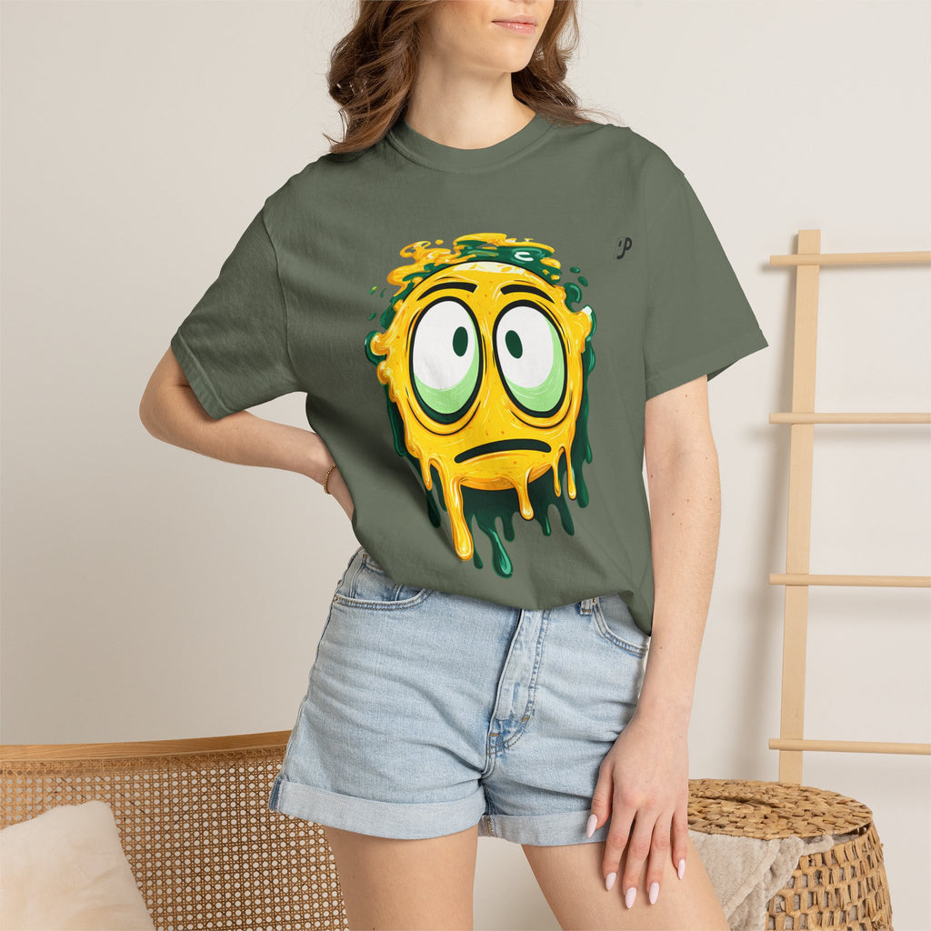 Melting Emoji Graphic Tee — Drippy Yellow Smiley T-Shirt