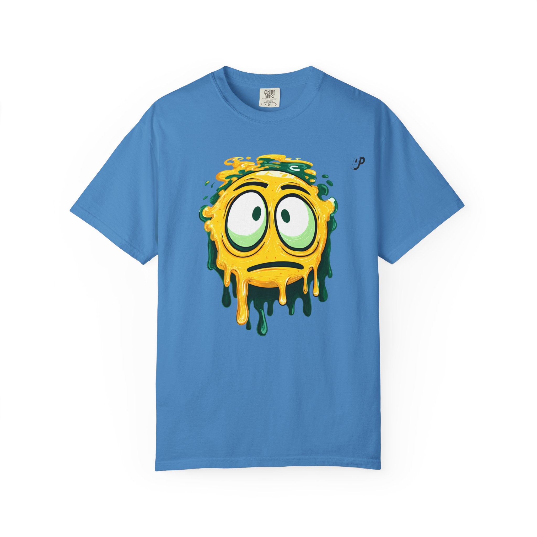 Melting Emoji Graphic Tee — Drippy Yellow Smiley T-Shirt