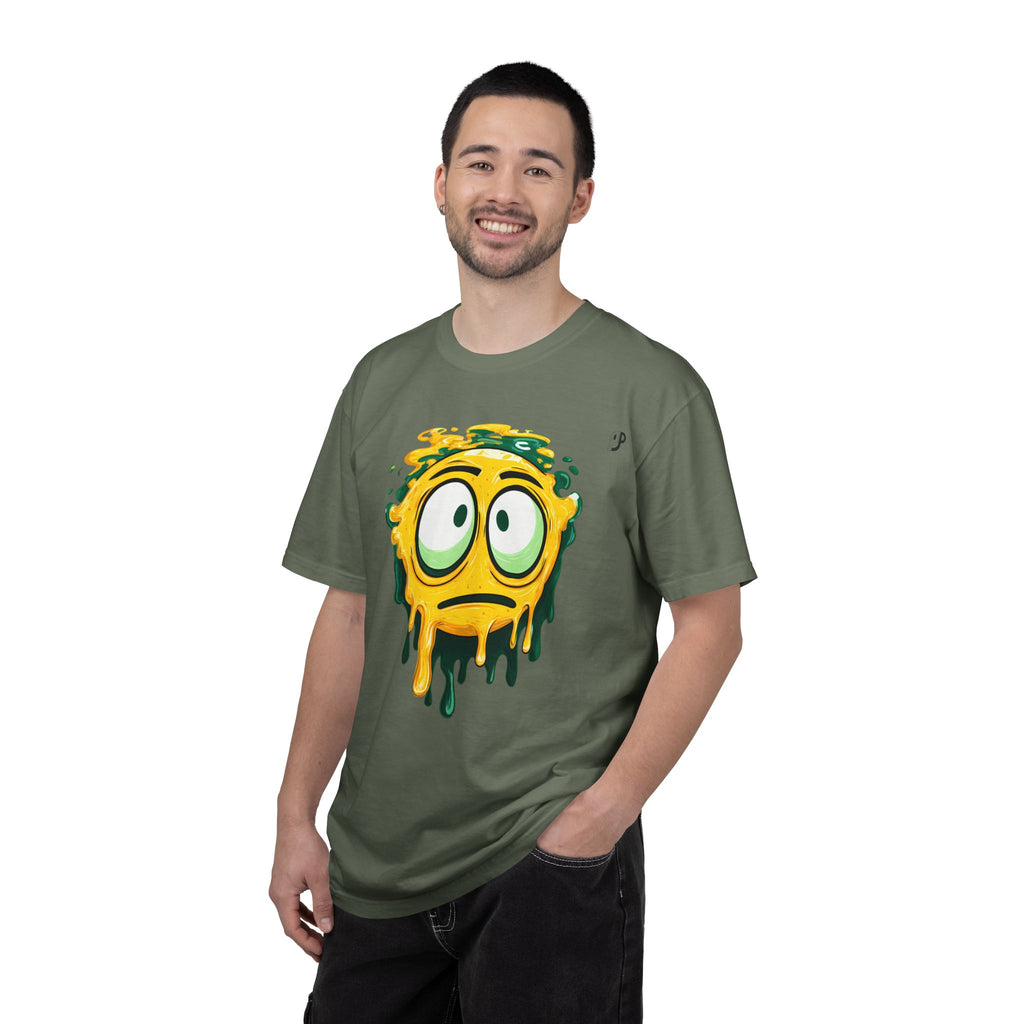 Melting Emoji Graphic Tee — Drippy Yellow Smiley T-Shirt