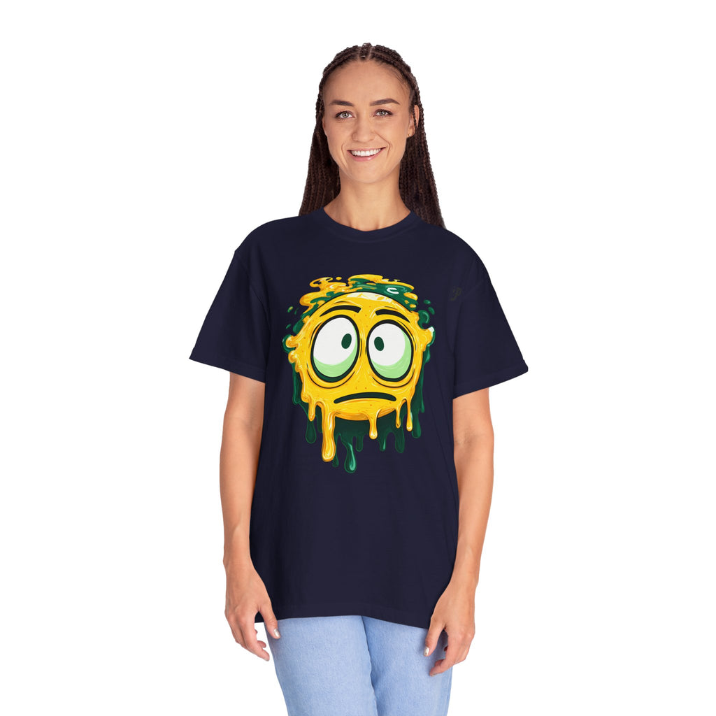 Melting Emoji Graphic Tee — Drippy Yellow Smiley T-Shirt
