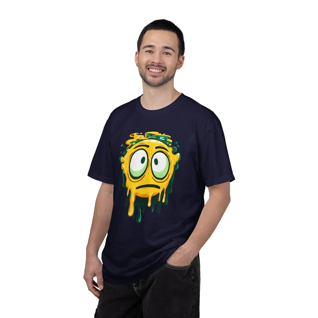 Melting Emoji Graphic Tee — Drippy Yellow Smiley T-Shirt
