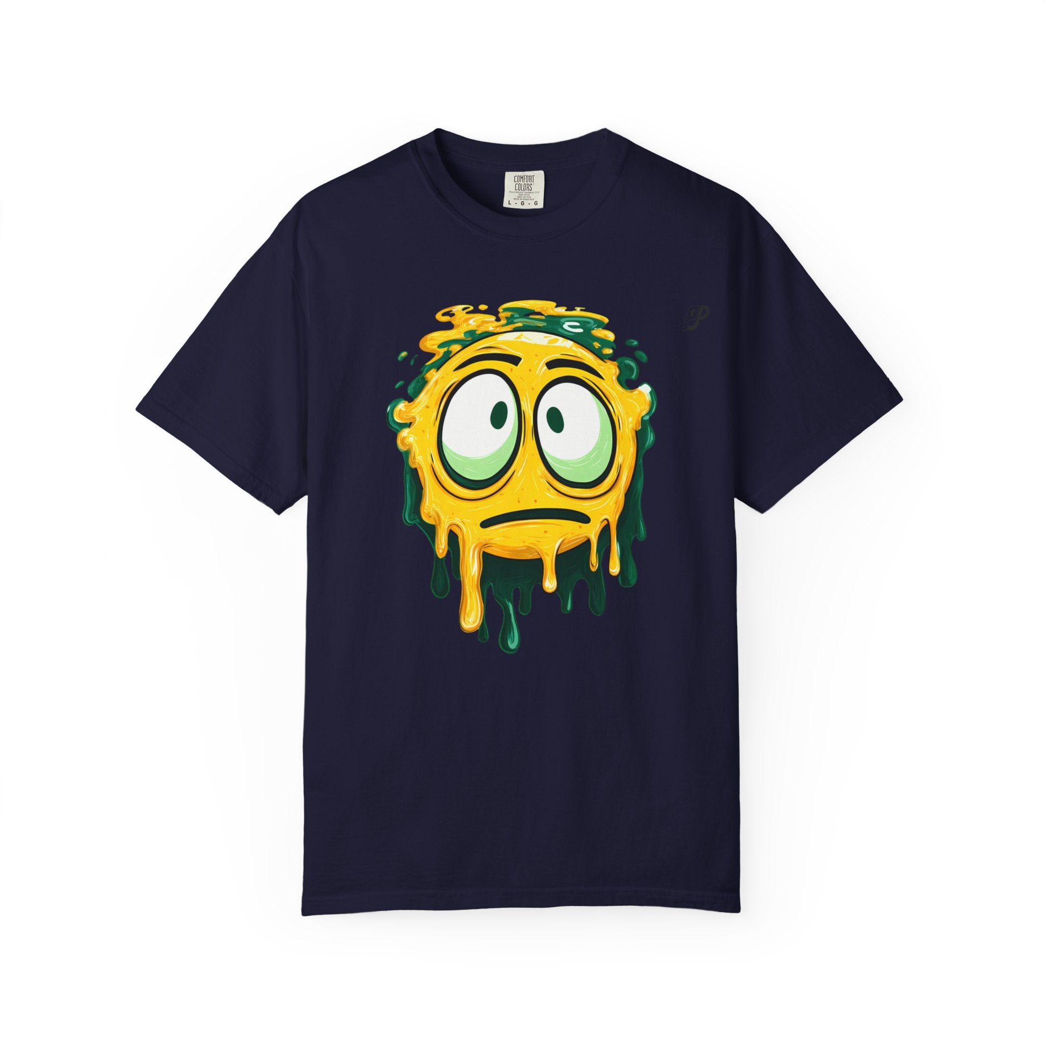 Melting Emoji Graphic Tee — Drippy Yellow Smiley T-Shirt