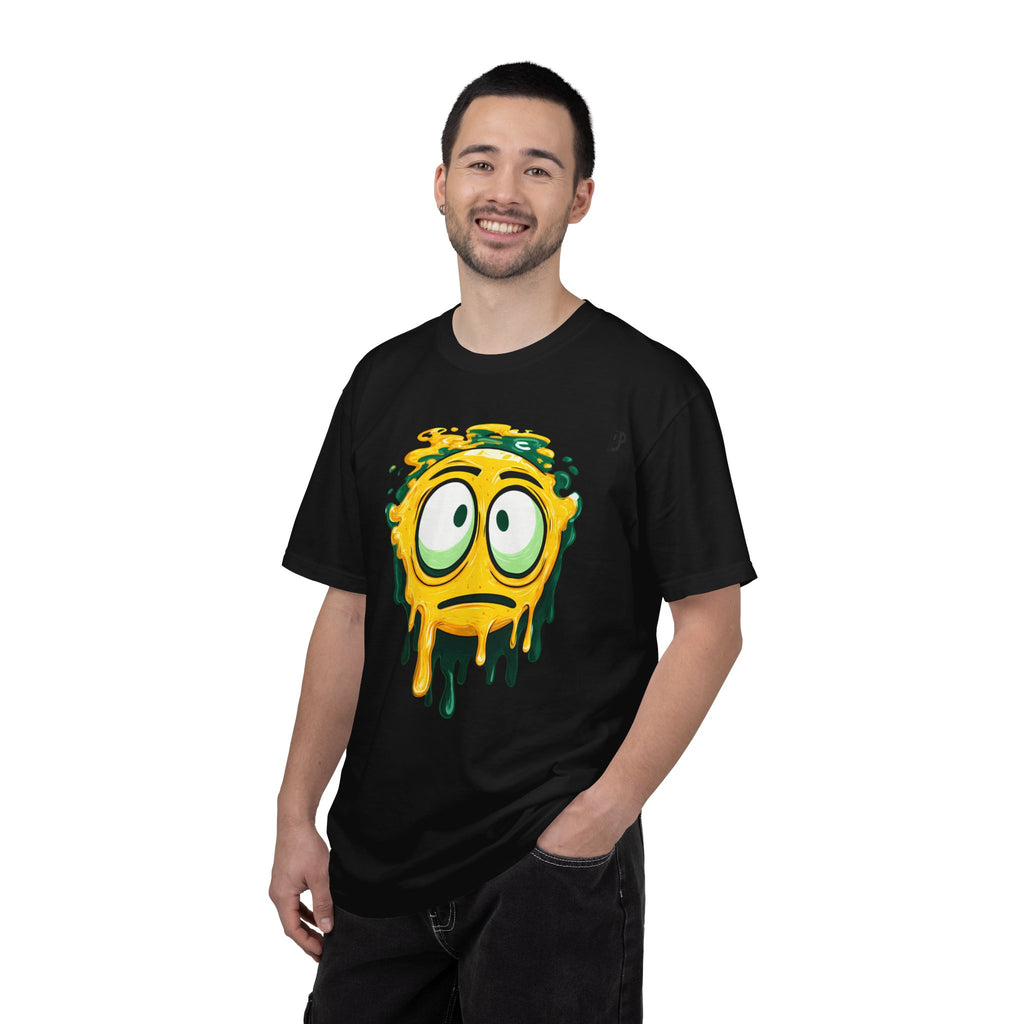 Melting Emoji Graphic Tee — Drippy Yellow Smiley T-Shirt