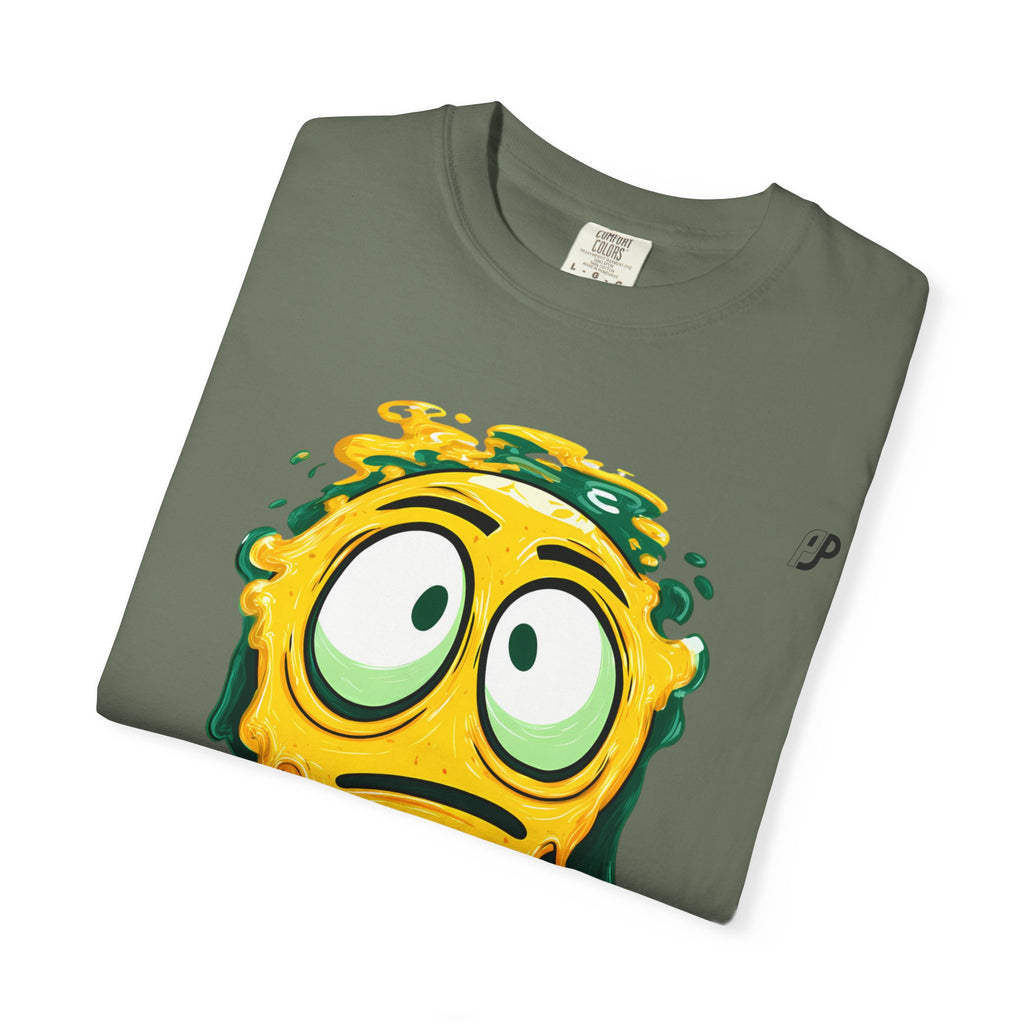 Melting Emoji Graphic Tee — Drippy Yellow Smiley T-Shirt